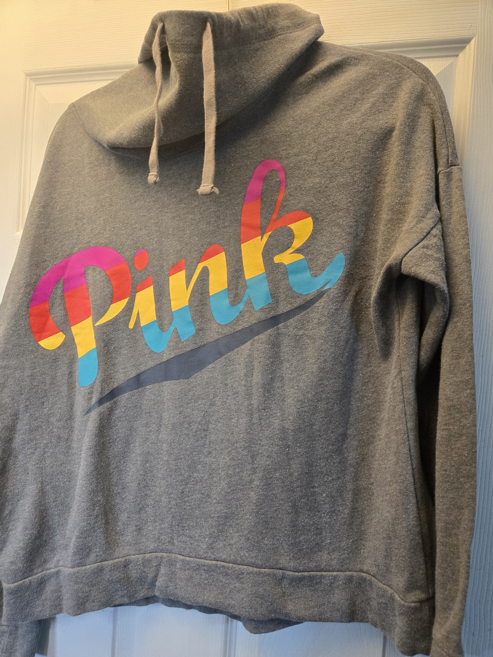 NWOT PINK Gray Lightweight Cowl Neck Sweatshirt